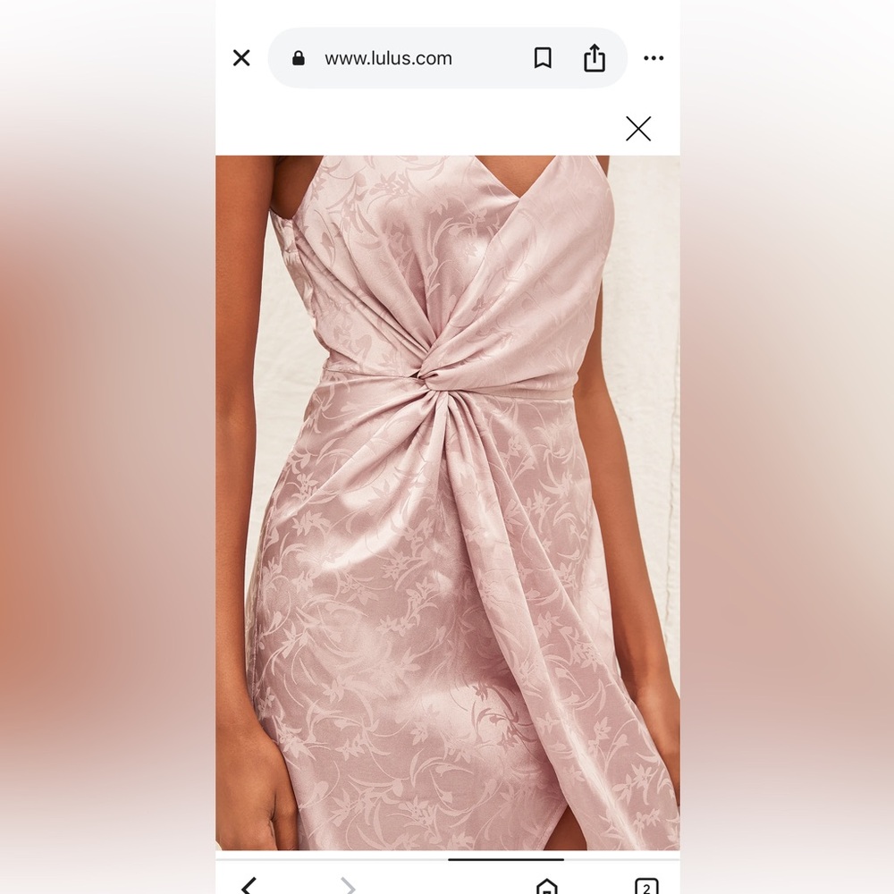Lulus Blush Satin Jacquard Twist-Front Mini Dress
